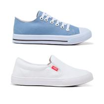 Kit 2 Pares Tênis All Colors e Casual Slip On Iate + Palmilha Com Bolha em Gel Anatômica