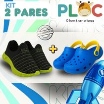 Kit 2 Pares: Tênis Calce Fácil Colors Ploc + Babuche Azul