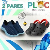 Kit 2 Pares: Tênis Calce Fácil Colors Ploc + Babuche Preto/Vermelho