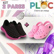 Kit 2 Pares: Tênis Calce Fácil Colors Ploc + Babuche Rosa Kit 2 Pares: Tênis Calce Fácil Colors Ploc + Babuche Rosa