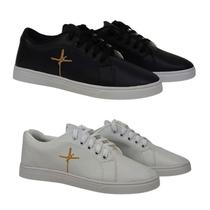 Kit 2 Pares Tênis Casual Conforto Feminino Super Leve Branco e Preto