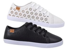 Kit 2 Pares Tênis Casual Feminino Sapatilha Sapatenis Leve Confortável