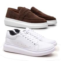 Kit 2 Pares Tenis e Mocassim Masculino Fino Casual Palmilha Confortável Leve - Atria Shoes