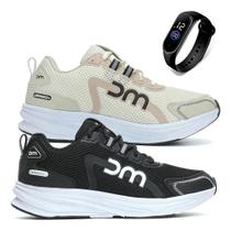 Kit 2 Pares Tênis Esportivo Unissex Exercício Funcional Caminhada Corrida + Relógio Digital