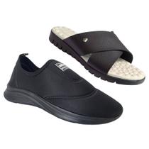 Kit 2 Pares Tênis Feminino Calce Fácil Anatômico Confortável e Sandália Ortopédica Para Esporão Kit 2 Pares Tênis Feminino Calce Fácil Anatômico Confortável e Sandália Ortopédica Para Esporão