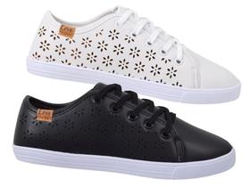Kit 2 Pares Tênis Feminino Casual Sapatilha Sapatenis Leve Confortável Leila Soares