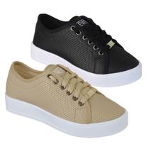 Kit 2 Pares Tênis Feminino Casual Sola Alta Confortável Sapato Flatform Moda Calçado - Leila Soares