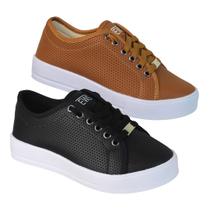 Kit 2 Pares Tênis Feminino Casual Sola Alta Flatform Confortável Sapato Moda Calçado Moda - Leila Soares