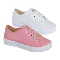 Kit 2 Pares Tênis Feminino Casual Sola Alta Flatform Confortável Sapato Moda Calçado Moda - Leila Soares