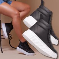 Kit 2 pares Tenis Feminino Com Sola Anti-Derrapante - 2 Pares de Coturno Feminino Preto Com Solado Anti Derrapante. Kit 2 pares Tenis Feminino Com Sola Anti-Derrapante - 2 Pares de Coturno Feminino Preto Com Solado Anti Derrapante.