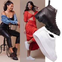 Kit 2 pares Tenis Feminino Com Sola Anti-Derrapante - KIT FEMININO DOIS PARES LINDOS1 Tenis Cano Curto 1 Coturno Spor Kit 2 pares Tenis Feminino Com Sola Anti-Derrapante - KIT FEMININO DOIS PARES LINDOS1 Tenis Cano Curto 1 Coturno Spor