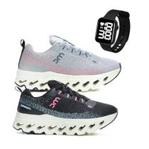 Kit 2 Pares Tenis Feminino Esportivo Confortável Caminhada Academia +Relógio Smart