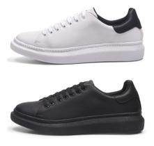 Kit 2 Pares Tênis Fly + Carteira Sapatenis Casual Barato Leve Fique Mais Alto Estilo
