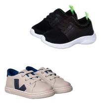 Kit 2 Pares Tenis Infantil Casual Menino Calce Facil Leve