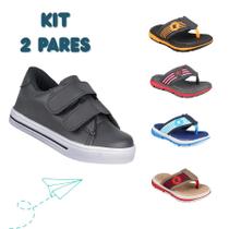 Kit 2 Pares Tênis Infantil Estiloso Confortável Chinelo