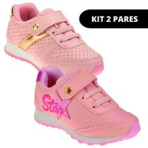 Kit 2 Pares Tênis Infantil Feminino Casual e Escolar Kit 2 Pares Tênis Infantil Feminino Casual e Escolar
