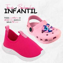Kit 2 Pares Tênis Infantil Menina Calce Fácil e Babuche Personagem Stitch Sandália Confortável Macia Kit 2 Pares Tênis Infantil Menina Calce Fácil e Babuche Personagem Stitch Sandália Confortável Macia