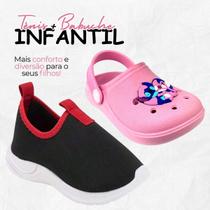 Kit 2 Pares Tênis Infantil Menina Calce Fácil e Babuche Sandália Stitch Leve Confortável Promoção