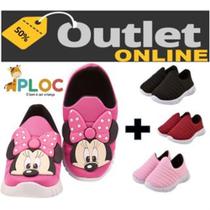 KIT 2 PARES TÊNIS Infantil Menina - PLOC P03 - MINNIE POÁ - PINK + ADICIONAL P-26 BORDADO