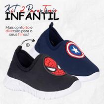 Kit 2 Pares Tênis Infantil Menino e Menina Escolar Calce Fácil Leve e Macio Volta As Aulas Kit 2 Pares Tênis Infantil Menino e Menina Escolar Calce Fácil Leve e Macio Volta As Aulas