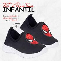 Kit 2 Pares Tênis Infantil Menino e Menina Escolar Calce Fácil Leve e Macio Volta As Aulas