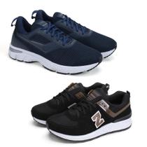 Kit 2 Pares Tênis Masculino Esportivo Cadarço Macio Fitness