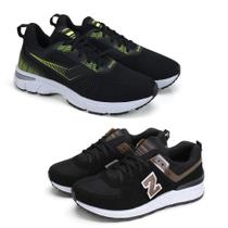 Kit 2 Pares Tênis Masculino Esportivo Cadarço Macio Fitness