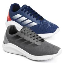 Kit 2 Pares Tenis Masculino Esportivo Caminhada Corrida Academia Leve Confortável Respirável