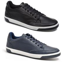 Kit 2 pares tenis masculino sapatenis couro Miami cadarço oldsen conforto