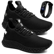 Kit 2 Pares Tênis Masculino Sapato Ortopedico Esportivo Corrida Caminhada + Relógio Kit 2 Pares Tênis Masculino Sapato Ortopedico Esportivo Corrida Caminhada + Relógio