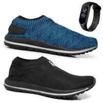 Kit 2 Pares Tênis Meia Masculino Casual Calce Fácil Com Elástico + Relógio Digital Kit 2 Pares Tênis Meia Masculino Casual Calce Fácil Com Elástico + Relógio Digital