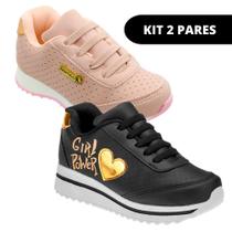 Kit 2 Pares Tênis Para Menina Infantil Feminino Escolar