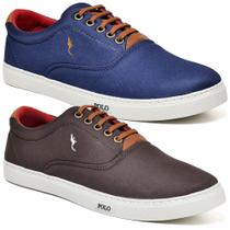 Kit 2 pares Tênis Sapatênis masculino Lançamento Casual Polo Blu Confortável-7700 K2201