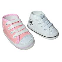 Kit 2 Pares Tênis Sapatinho De Bebê Cano Alto