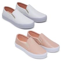 Kit 2 Pares Tênis Slip On Casual Macio e Confortável Combina Com Tudo