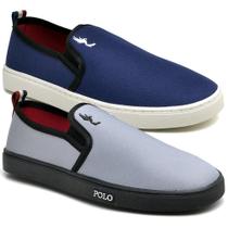 Kit 2 Pares Tênis Slip On Masculino Lona Dia a Dia Casual