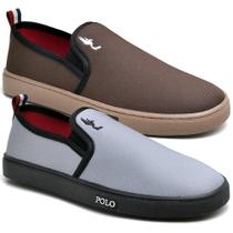 Kit 2 Pares Tênis Slip On Masculino Lona Dia a Dia Casual