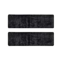 Kit 2 Passadeiras Beira de Cama Apolo Preto 50x100cm Shaggy Felpuda Antiderrapante Para Sala
