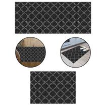 Kit 2 Passadeiras Cozinha Antidrrapante Tapete Banheiro Lavanderia Tropical Arabe Preto