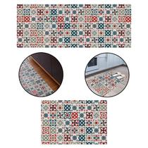 Kit 2 Passadeiras Cozinha Antidrrapante Tapete Banheiro Lavanderia Tropical Azulejos 2.0
