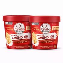 Kit 2 Pasta de Amendoim Choc Branco e Leite em Pó QVITA 450g Kit 2 Pasta de Amendoim Choc Branco e Leite em Pó QVITA 450g
