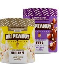Kit 2 pasta de amendoim dr.peanut 600g - leite em pó e avelã
