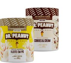Kit 2 pasta de amendoin dr.peanut 600g - cookies leite em pó
