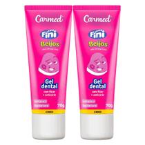 Kit 2 Pasta de Dente Fini Beijos Creme Dental Gel 70g com Flúor Carmed