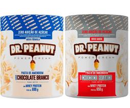 Kit 2 pastas de amendoim dr.peanut 600g- bueno/ choco branco