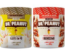 Kit 2 pastas de amendoim dr.peanut 600g- bueno e leite em pó - Dr Peanut