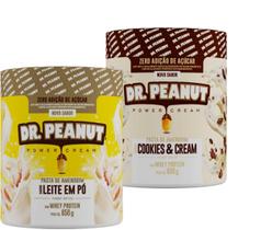 Kit 2 pastas de amendoim dr. peanut 600g - leite e cookies