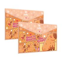 Kit 2 Pastas Envelope A4 com botão Be Capy Laranja Capivara Kit 2 Pastas Envelope A4 com botão Be Capy Laranja Capivara