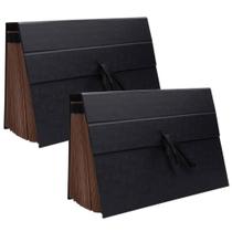 Kit 2 Pastas Sanfonadas com Divisórias A-Z para Arquivo Documentos A4 Preto Dello