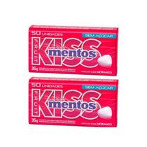 Kit 2 Pastilha Mentos Kiss Morango Sem Açúcar Kit 2 Pastilha Mentos Kiss Morango Sem Açúcar
